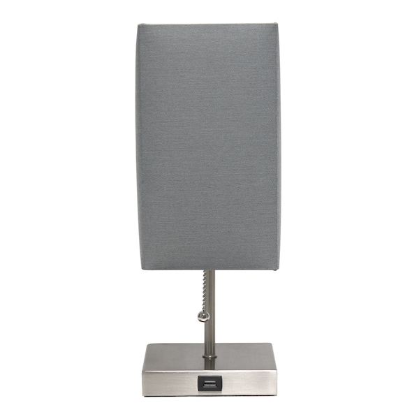 Simple Designs Petite Stick Lamp With USB Charging Port Gray